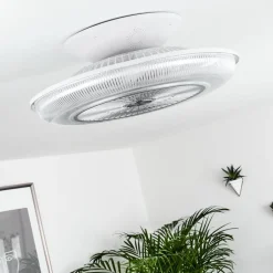 Ventilateur De Plafond Riccione Led Blanc, 1 Lumiere, Telecommandes, Changeur De Couleurs