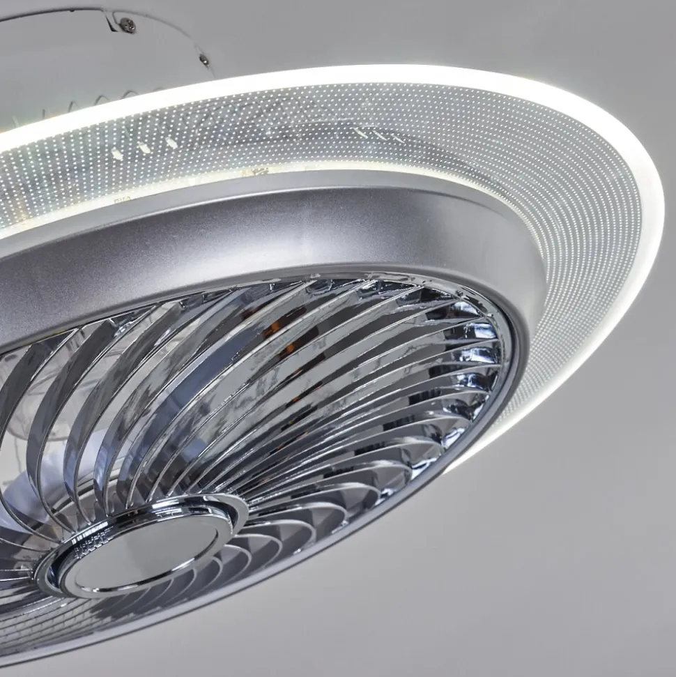 Ventilateur De Plafond Tamworth Led Argente, Transparent, 1 Lumiere, Telecommandes
