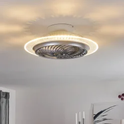 Ventilateur De Plafond Tamworth Led Argente, Transparent, 1 Lumiere, Telecommandes