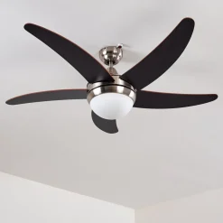 Ventilateurs De Plafond Morino Brun, Nickel Mat, 2 Lumieres, Telecommandes