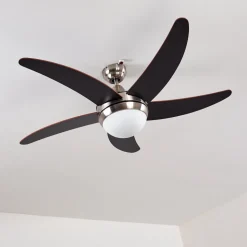 Ventilateurs De Plafond Morino Brun, Nickel Mat, 2 Lumieres, Telecommandes