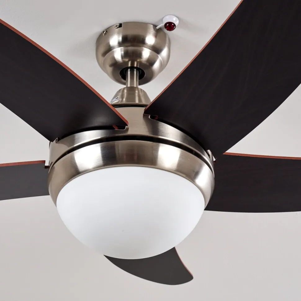 Ventilateurs De Plafond Morino Brun, Nickel Mat, 2 Lumieres, Telecommandes
