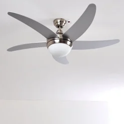 Ventilateurs De Plafond Morino Nickel Mat, Argente, 2 Lumieres, Telecommandes