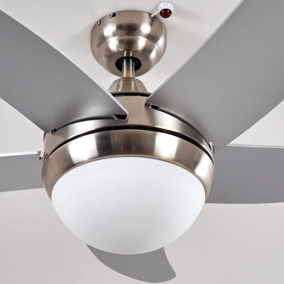 Ventilateurs De Plafond Morino Nickel Mat, Argente, 2 Lumieres, Telecommandes